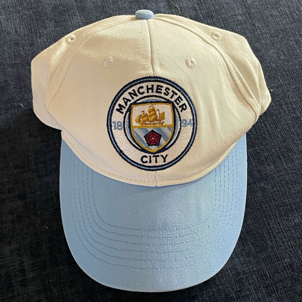 Fan Ink Limited Manchester City Officially Licensed Beige/Blue Cap One Size